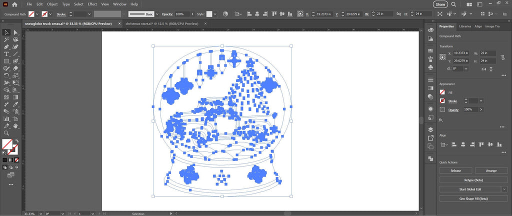 Christmas Truck Snow Globe vector paths in design software (photo 5)