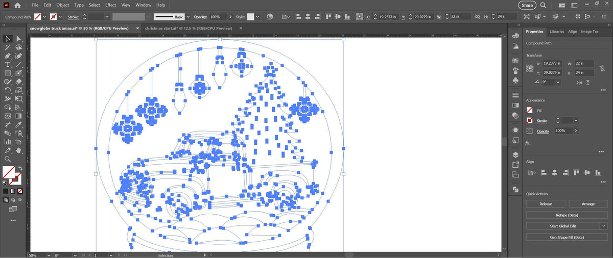 Christmas Truck Snow Globe vector paths in design software (photo 4)