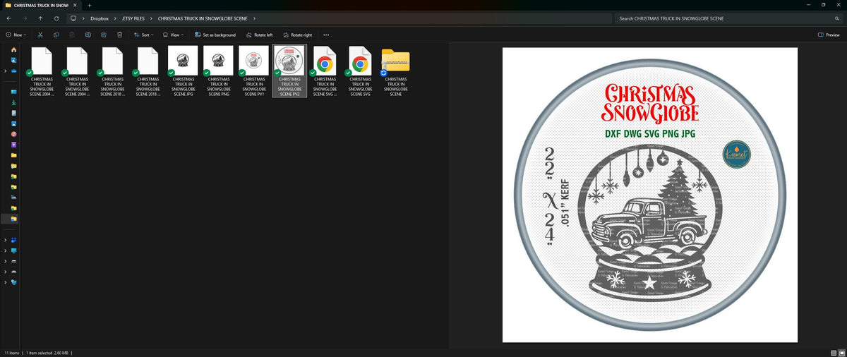 Christmas Truck Snow Globe vector paths in design software