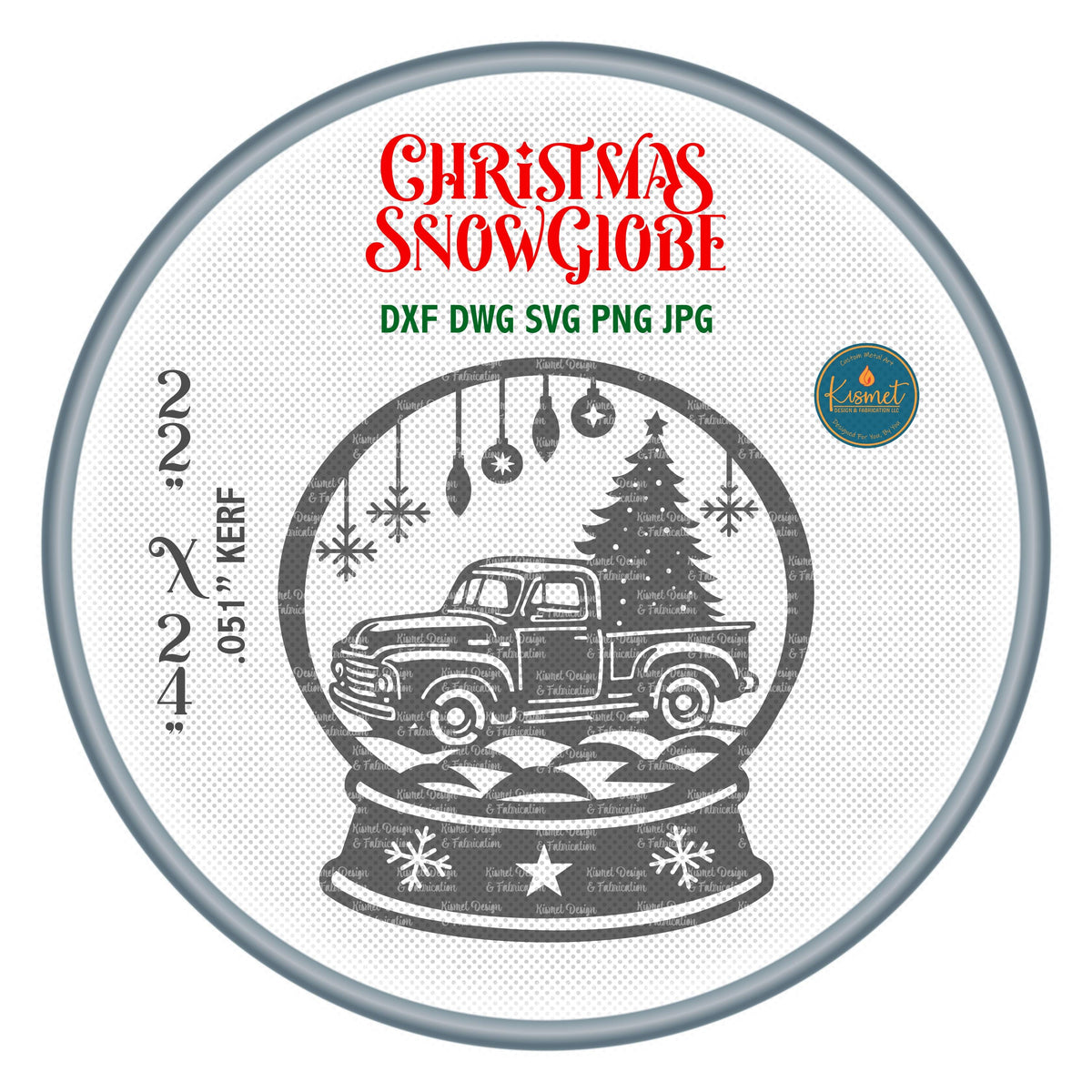 Christmas Truck Snow Globe DXF/SVG design preview with file details