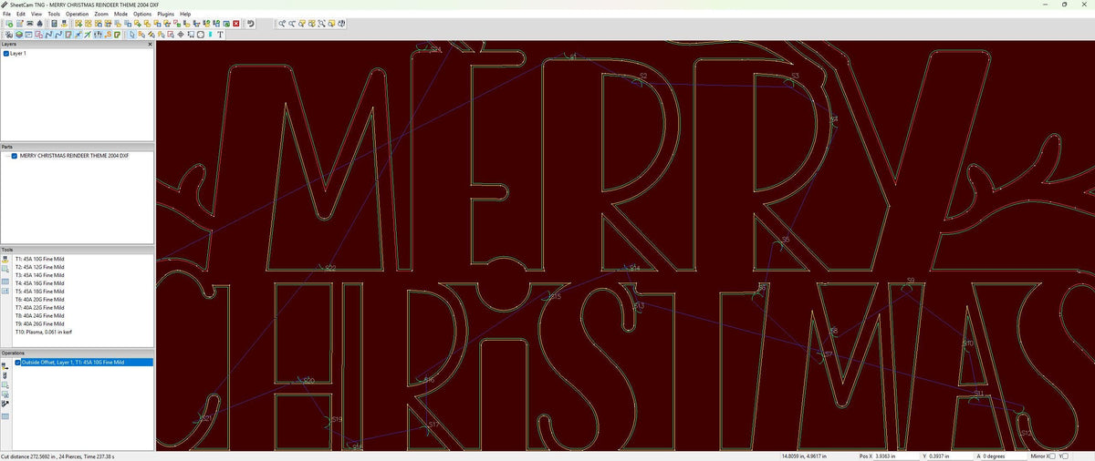 Leaping Reindeer Merry Christmas Sign vector paths in design software (photo 5)