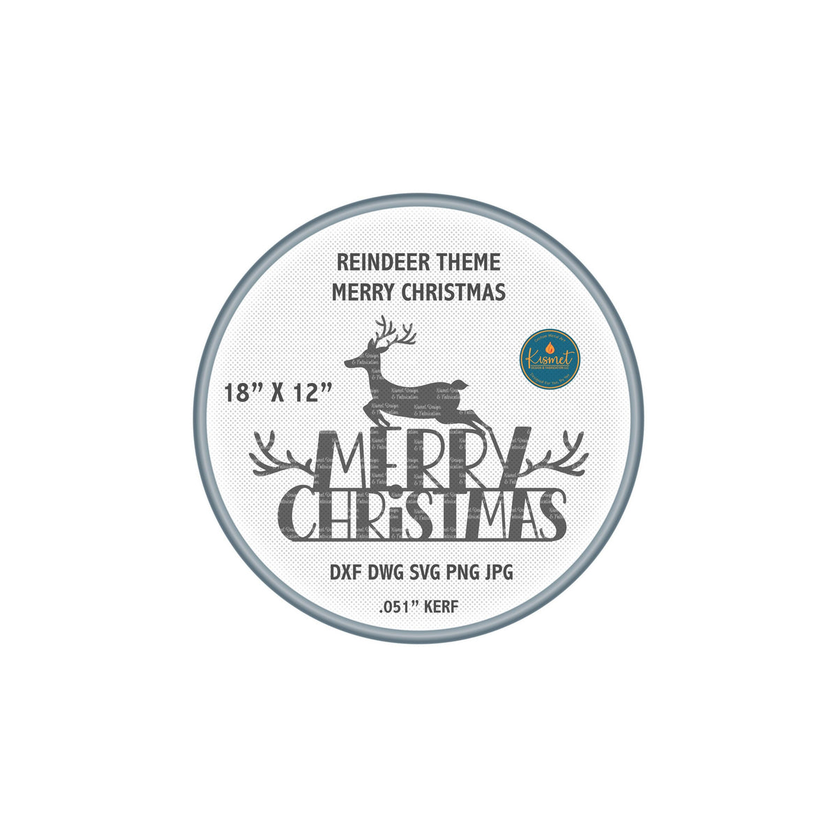 Leaping Reindeer Merry Christmas Sign DXF/SVG design preview with file details (photo 2)