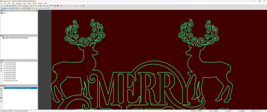 Merry Christmas Swirl Deer Sign vector paths in design software (photo 5)