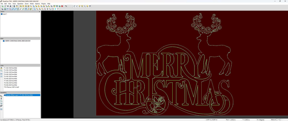 Merry Christmas Swirl Deer Sign vector paths in design software (photo 4)