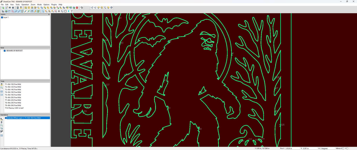 Beware Bigfoot Sign vector paths in design software