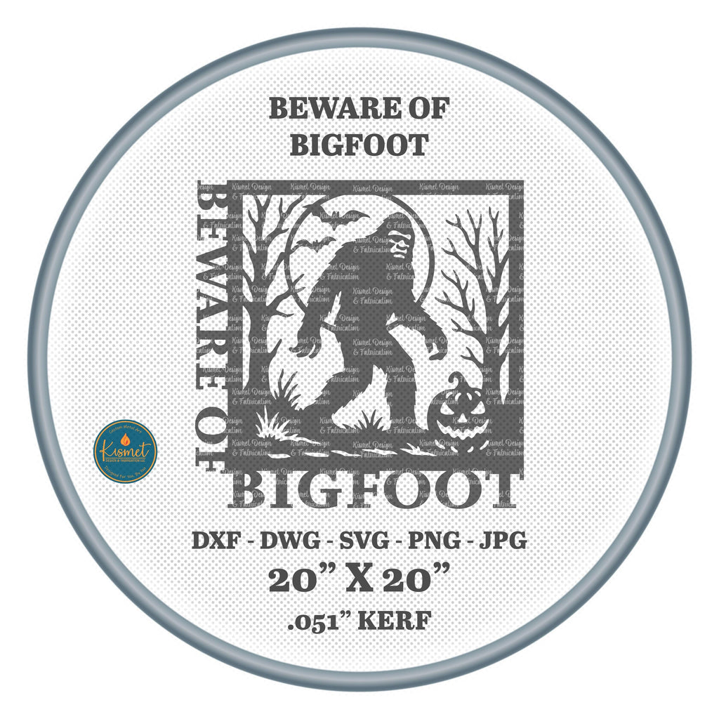 Beware Bigfoot Sign DXF/SVG design preview with file details