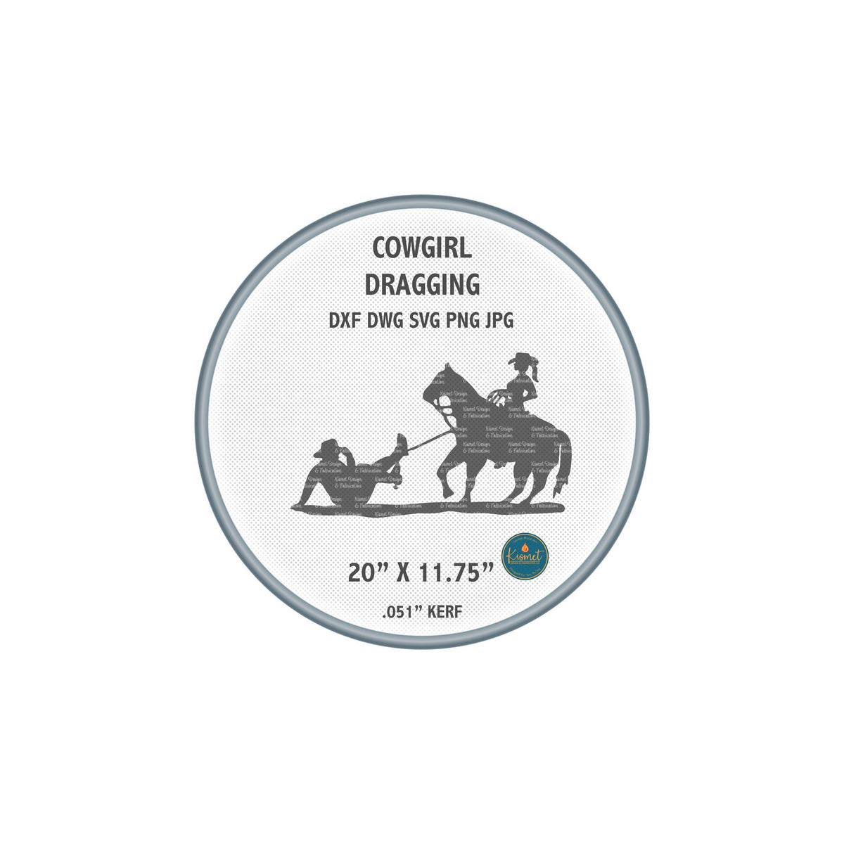 Cowgirl Dragging Rodeo Sign DXF/SVG design preview with file details (photo 3)