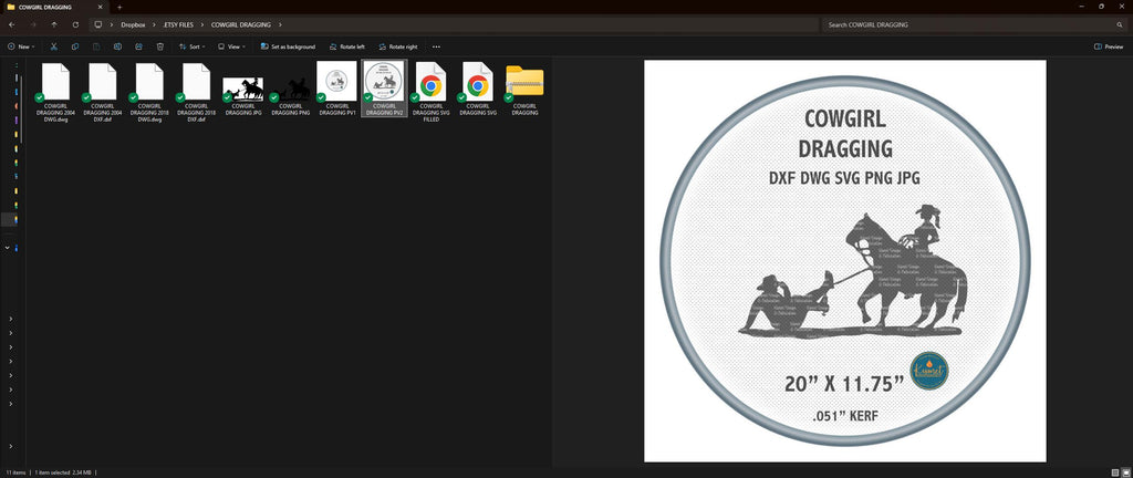 Cowgirl Dragging Rodeo Sign vector paths in design software