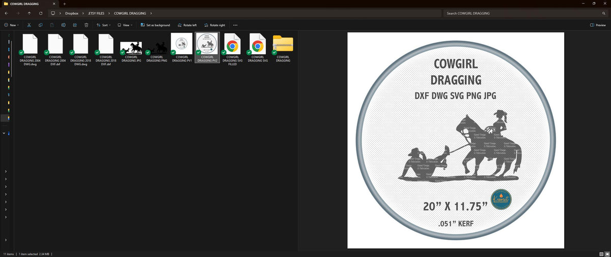Cowgirl Dragging Rodeo Sign vector paths in design software
