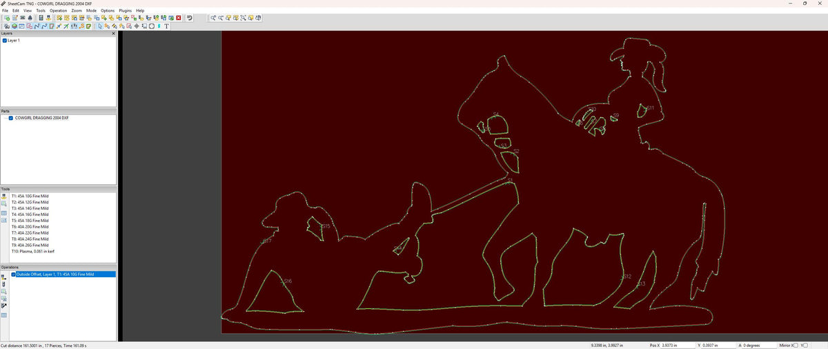 Cowgirl Dragging Rodeo Sign vector paths in design software (photo 8)