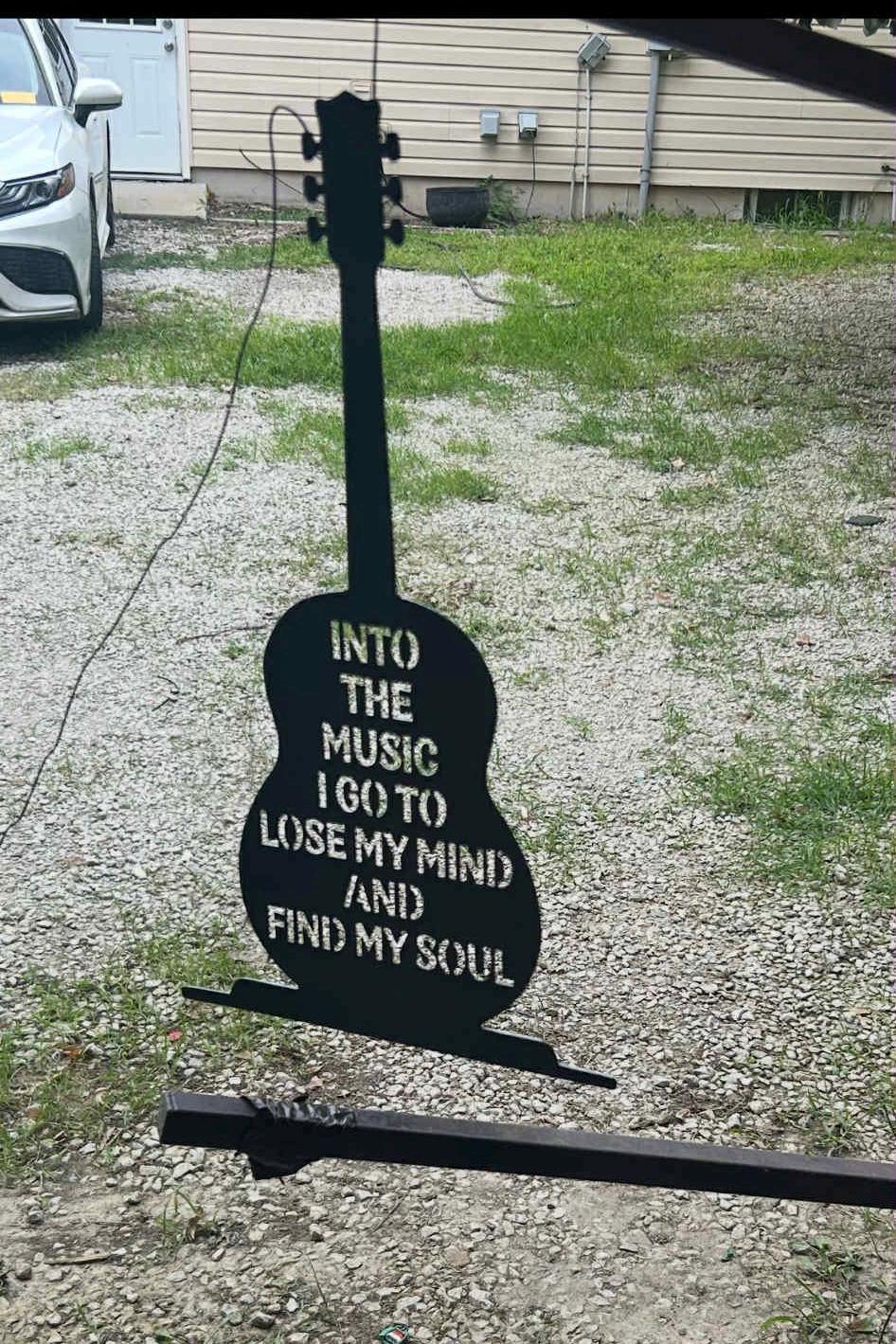 Into the Music Guitar Wall Art finished metal example (photo 2)