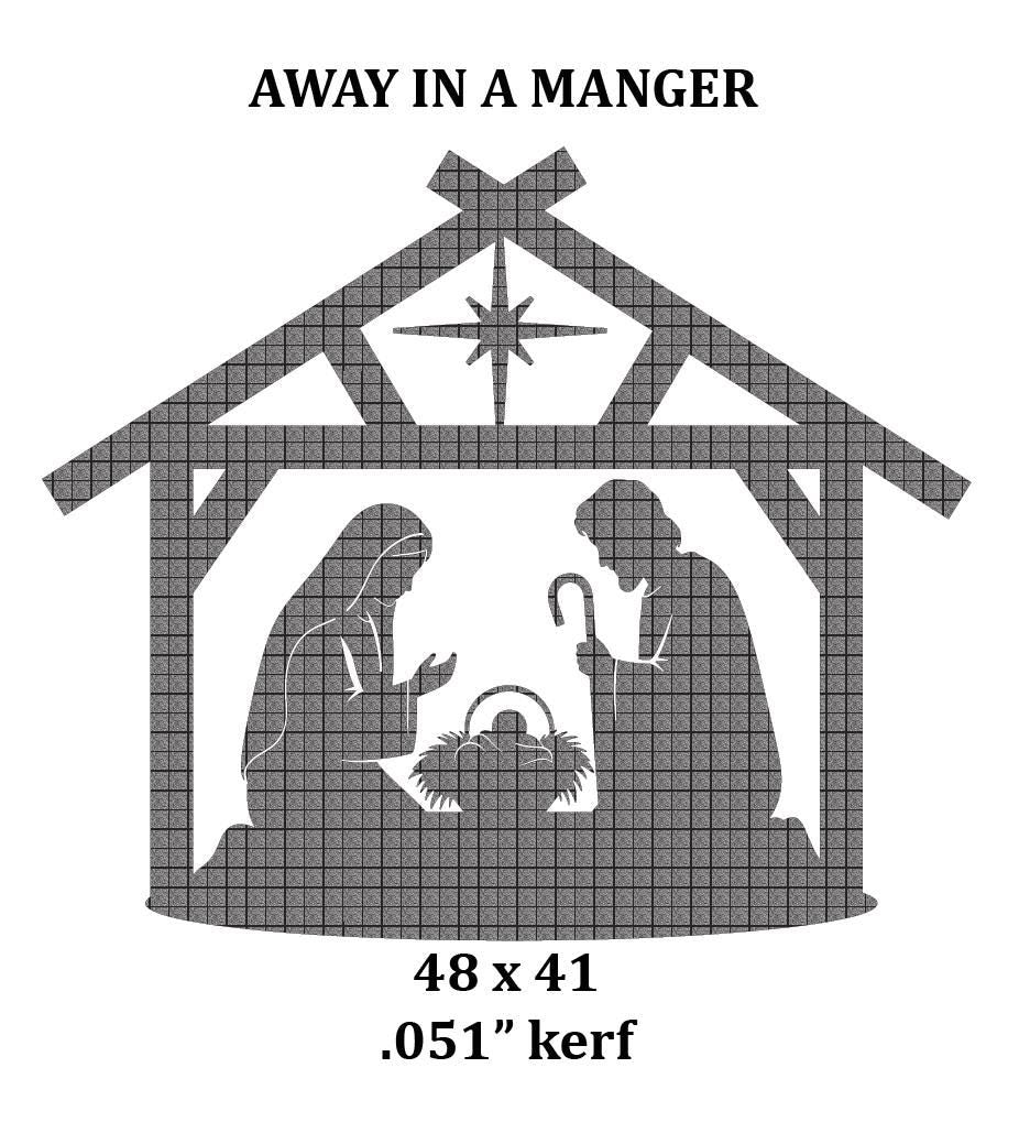 Away in a Manger Nativity DXF/SVG design preview with file details