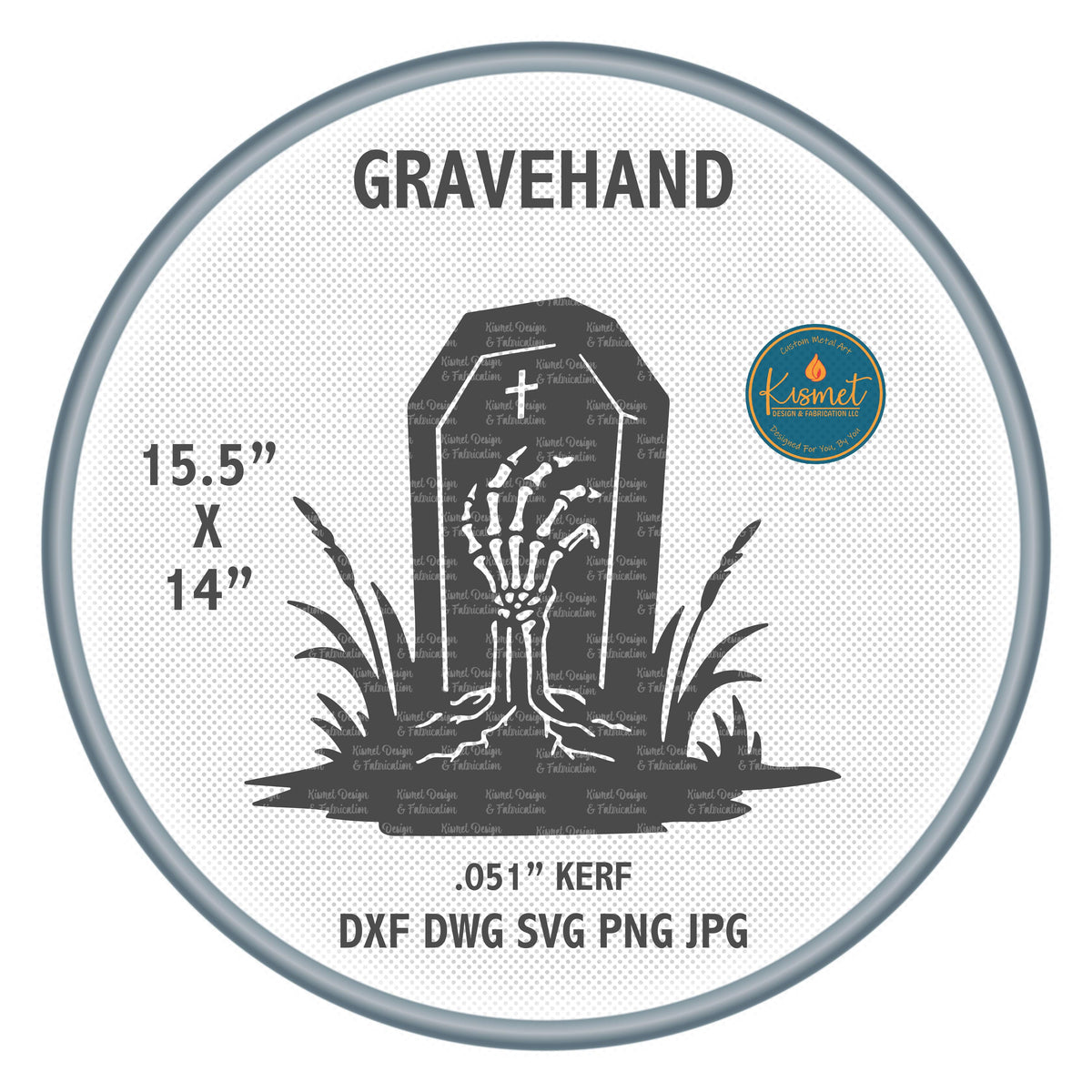 Skeleton Hand Headstone DXF/SVG design preview with file details