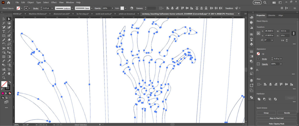 Skeleton Hand Headstone vector paths in design software (photo 4)