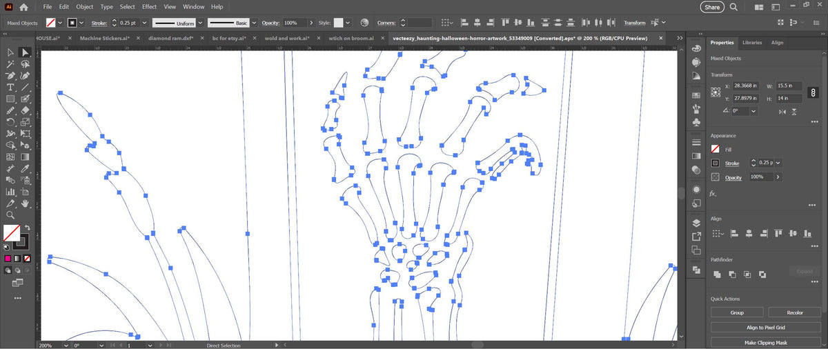 Skeleton Hand Headstone vector paths in design software (photo 4)