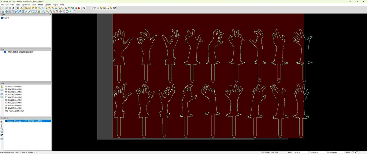 Skeleton Hand Halloween Yard Stake vector paths in design software (photo 4)
