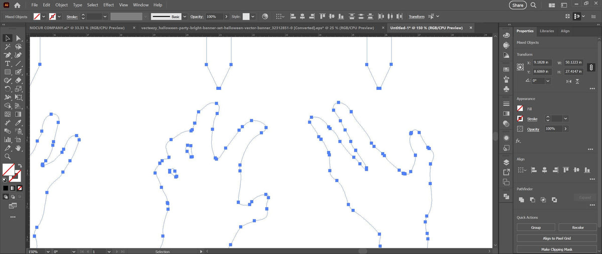 Skeleton Hand Halloween Yard Stake vector paths in design software (photo 6)