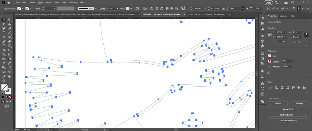 Halloween Witch on Broomstick vector paths in design software (photo 6)
