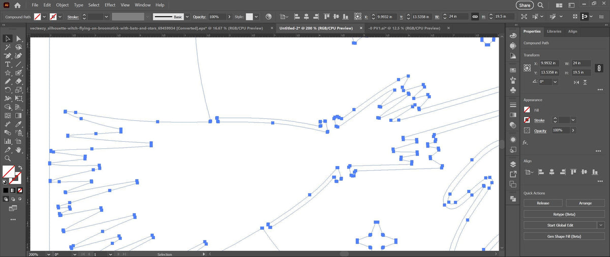 Halloween Witch on Broomstick vector paths in design software (photo 6)