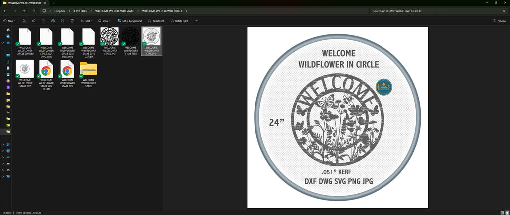 Wildflower Welcome Circle Sign vector paths in design software