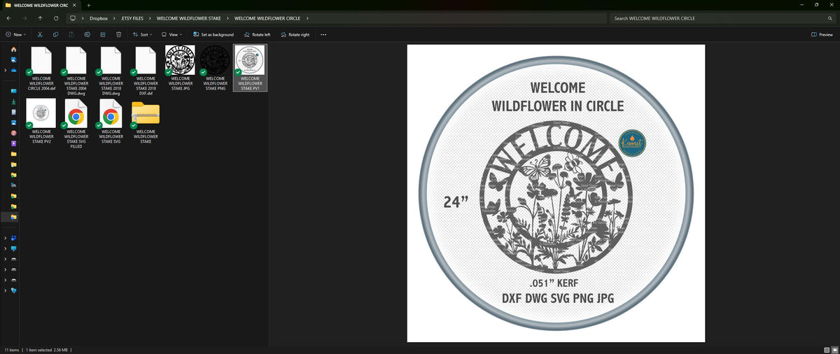Wildflower Welcome Circle Sign vector paths in design software