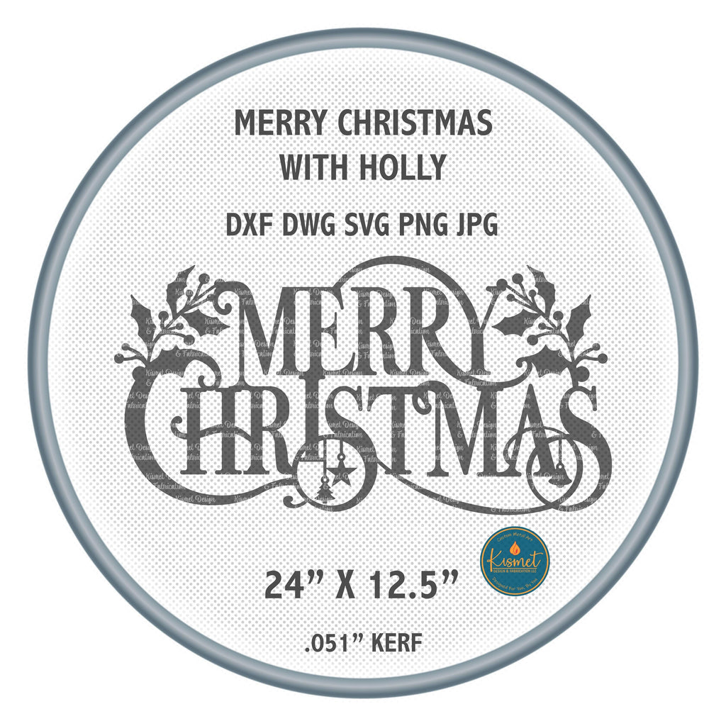 Merry Christmas Holly Script DXF/SVG design preview with file details