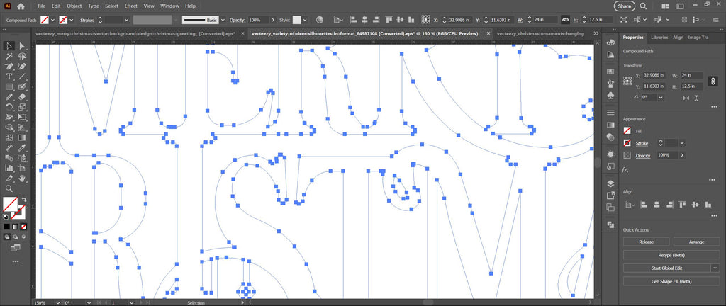 Merry Christmas Holly Script vector paths in design software (photo 4)