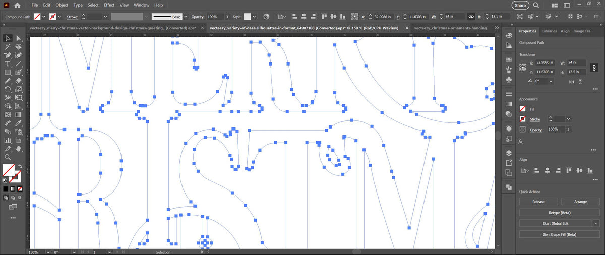 Merry Christmas Holly Script vector paths in design software (photo 4)