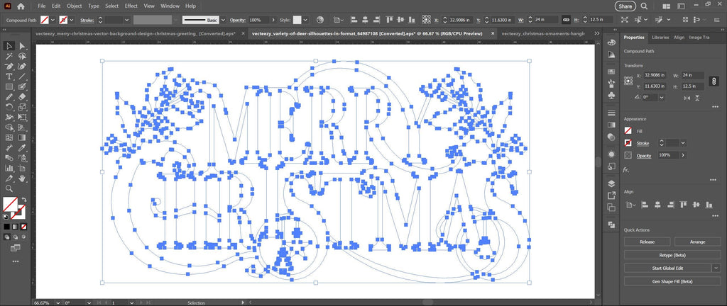 Merry Christmas Holly Script vector paths in design software (photo 5)