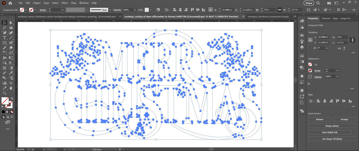 Merry Christmas Holly Script vector paths in design software (photo 5)