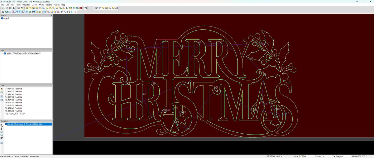 Merry Christmas Holly Script vector paths in design software (photo 8)