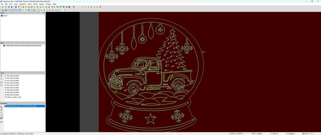 Christmas Truck Snow Globe vector paths in design software (photo 7)