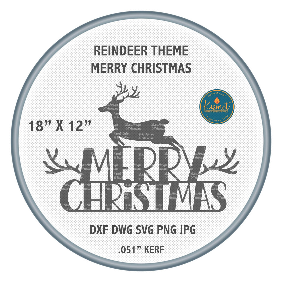 Leaping Reindeer Merry Christmas Sign DXF/SVG design preview with file details