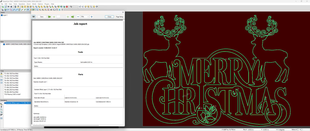 Merry Christmas Swirl Deer Sign vector paths in design software (photo 6)