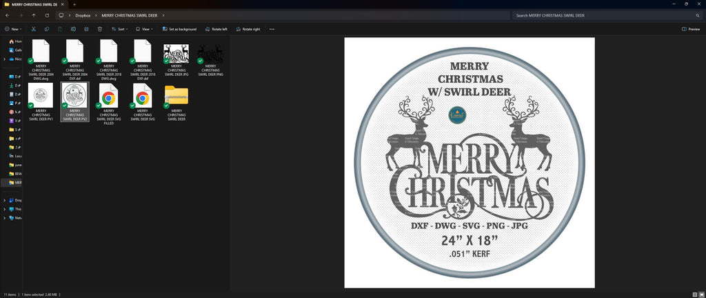 Merry Christmas Swirl Deer Sign vector paths in design software