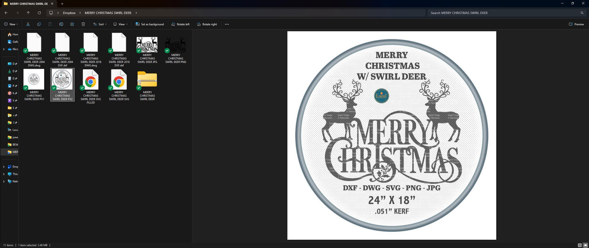 Merry Christmas Swirl Deer Sign vector paths in design software