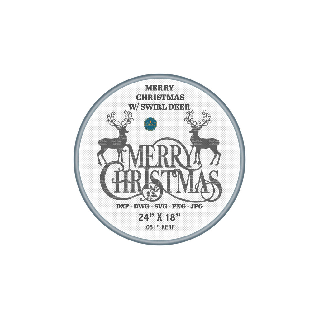 Merry Christmas Swirl Deer Sign DXF/SVG design preview with file details (photo 2)
