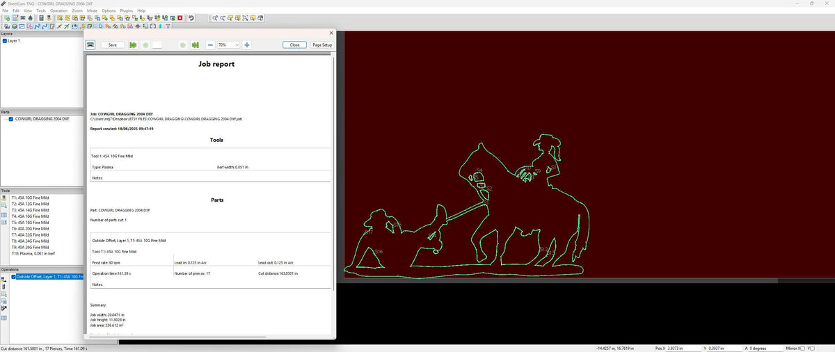 Cowgirl Dragging Rodeo Sign vector paths in design software (photo 7)