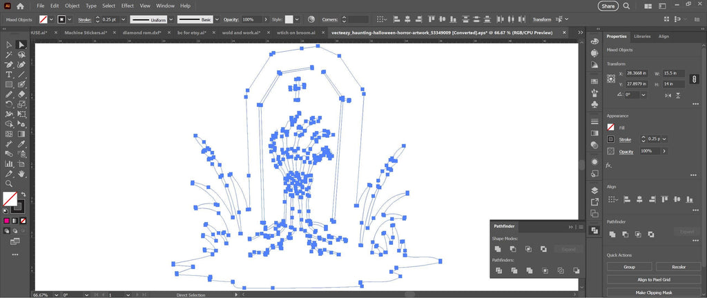 Skeleton Hand Headstone vector paths in design software (photo 5)