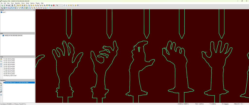 Skeleton Hand Halloween Yard Stake vector paths in design software (photo 7)