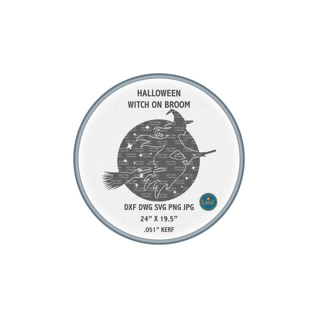 Halloween Witch on Broomstick DXF/SVG design preview with file details (photo 3)