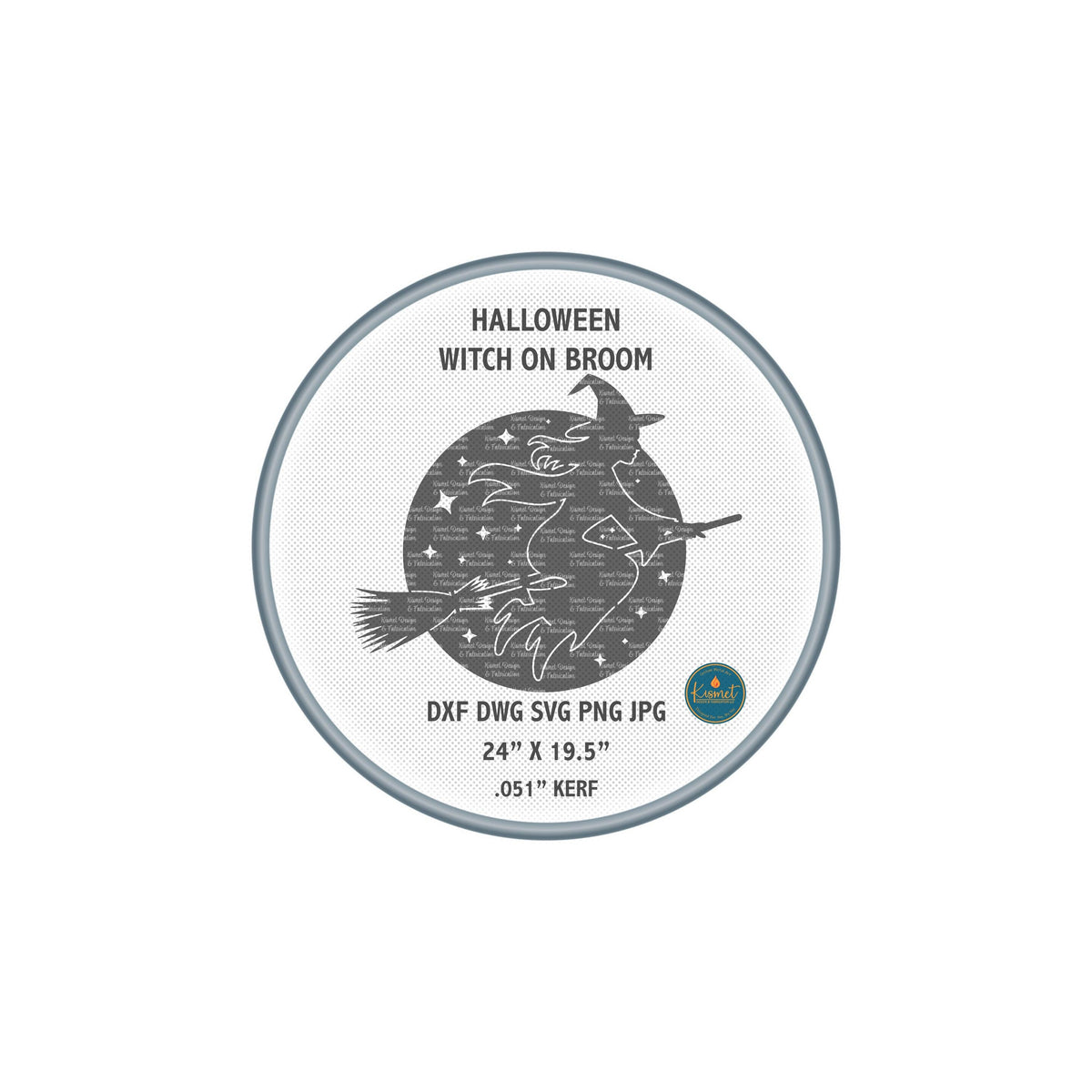Halloween Witch on Broomstick DXF/SVG design preview with file details (photo 3)