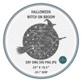 Halloween Witch on Broomstick DXF/SVG design preview with file details