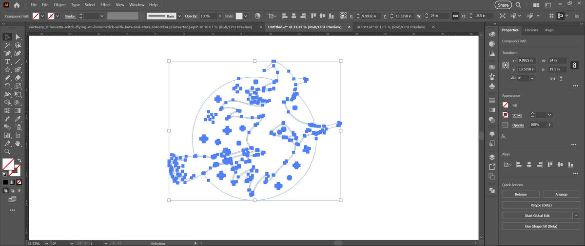 Halloween Witch on Broomstick vector paths in design software (photo 7)