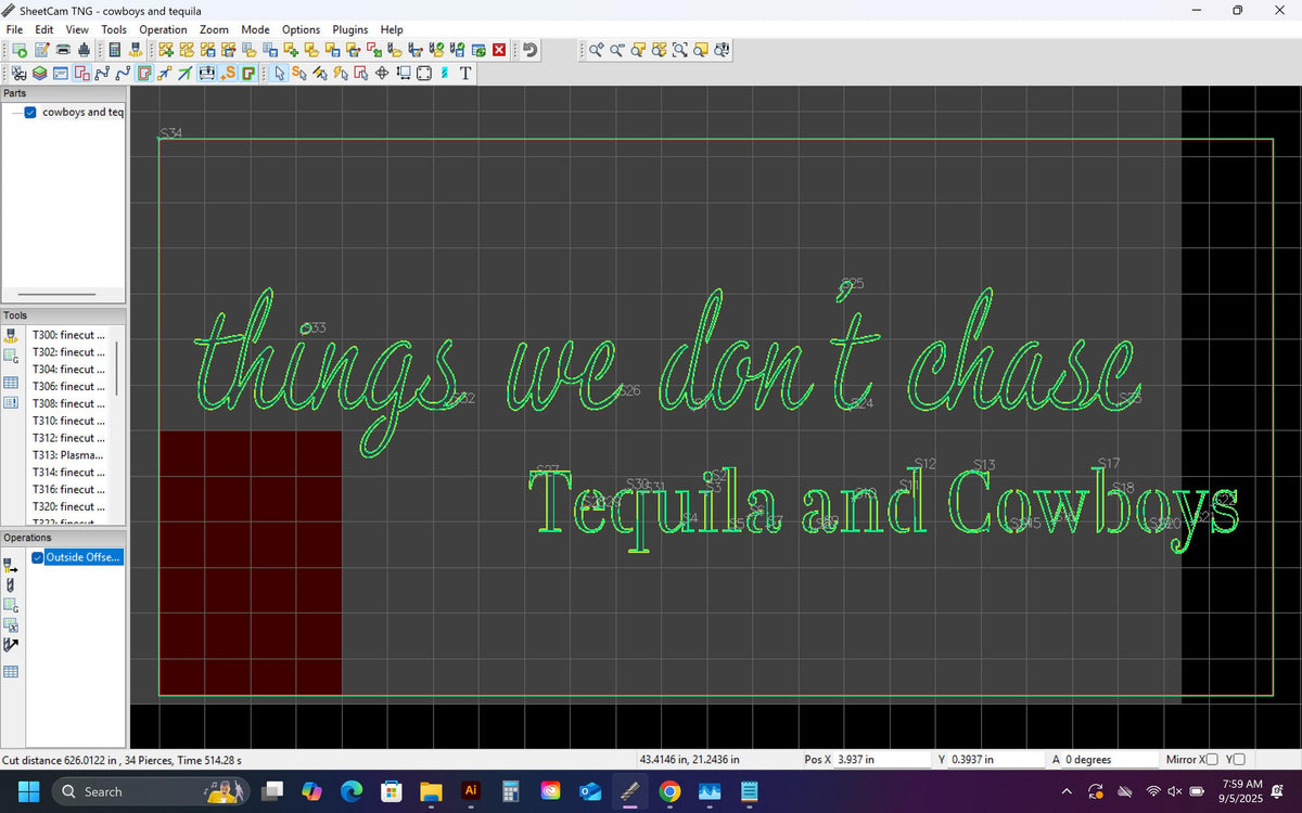 Tequila and Cowboys Quote Sign vector paths in design software (photo 4)