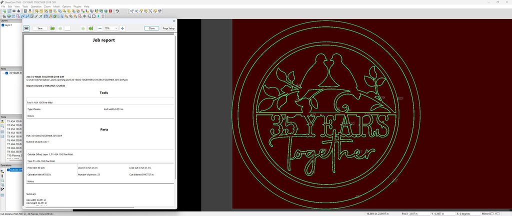 35 Years Together Love Birds vector paths in design software