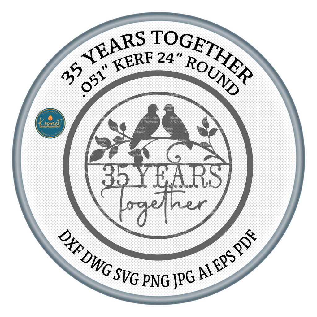 35 Years Together Love Birds DXF/SVG design preview with file details
