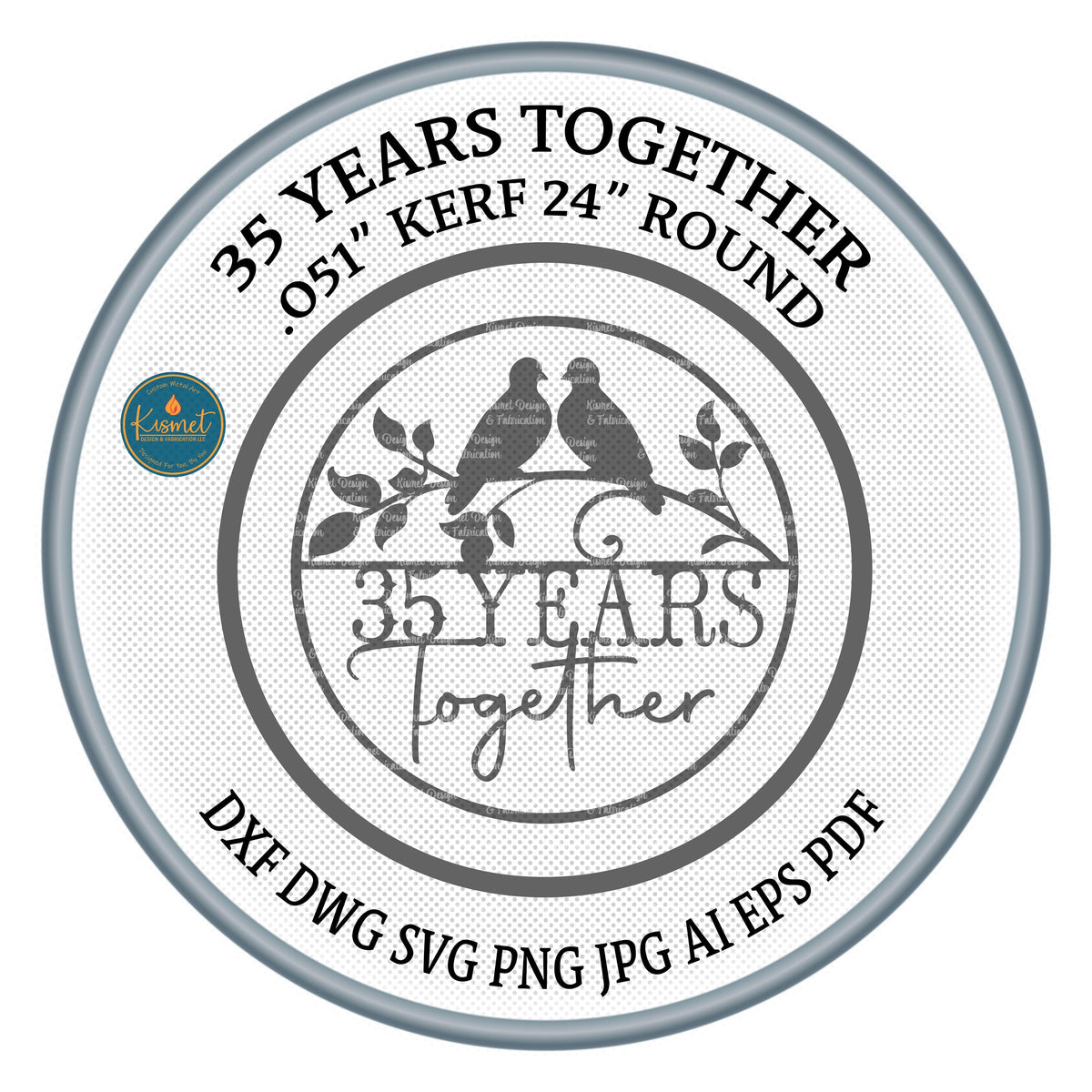 35 Years Together Love Birds DXF/SVG design preview with file details