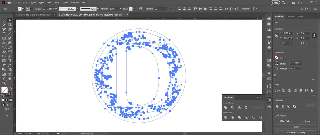 D Vine Ring Monogram vector paths in design software (photo 9)