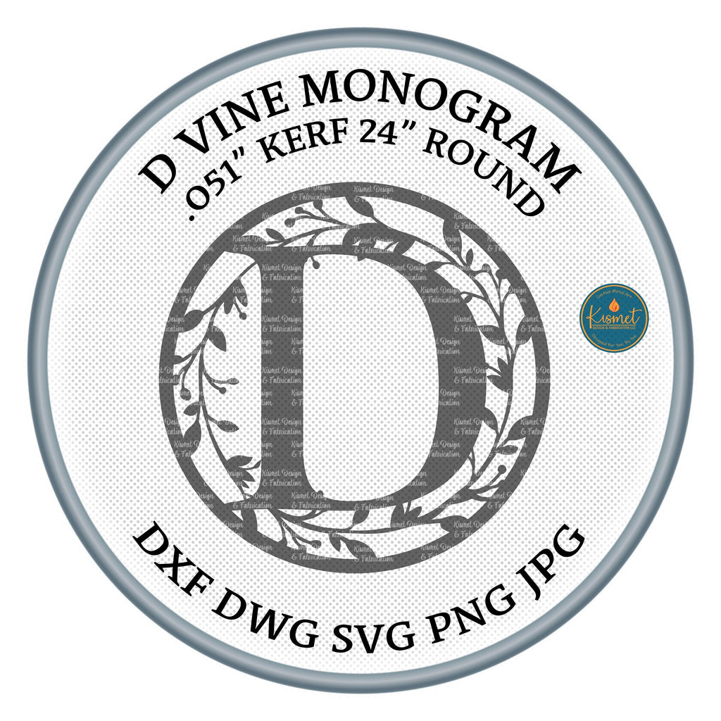 D Vine Ring Monogram DXF/SVG design preview with file details